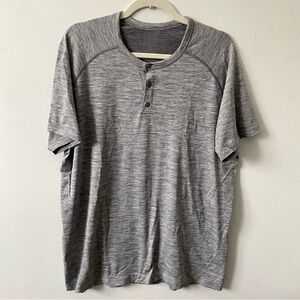 LULULEMON Men's Metal Vent Tech Short Sleeve Henley Slate White XL